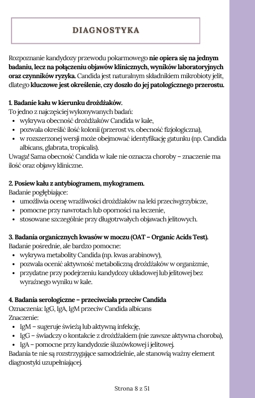 Kandydoza przerost drożdżaków Candida.