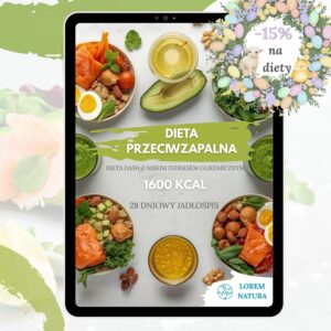 Dieta przeciwzapalna - dash z niskim indeksem glikemicznym1600 kcal - 28 dniowy jadłospis